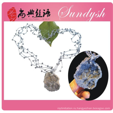 Китайский Стиль Ювелирные Изделия Плетеный Трикотажные Мульти Strand Ожерелье Gemstone 